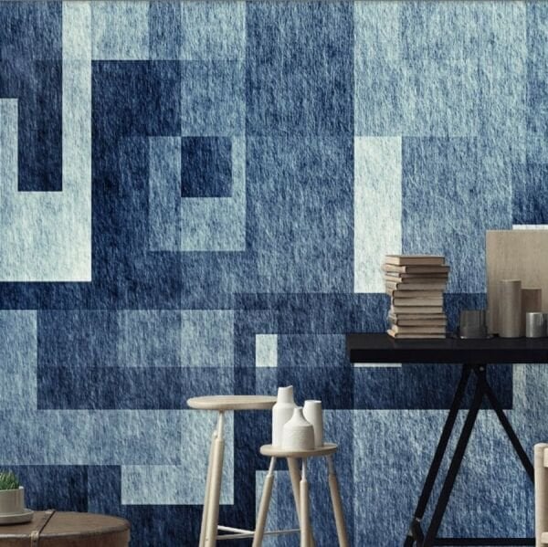 Geometrik Mavi Lacivert Desen Tasarım Duvar Kağıdı