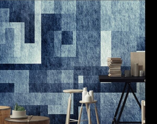 Geometrik Mavi Lacivert Desen Tasarım Duvar Kağıdı