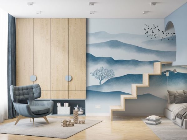 Mavi Dağlar Kırlangıç Kuşları Duvar Kağıdı