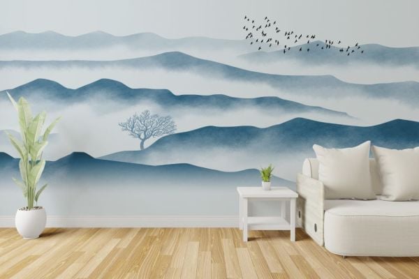 Mavi Dağlar Kırlangıç Kuşları Duvar Kağıdı