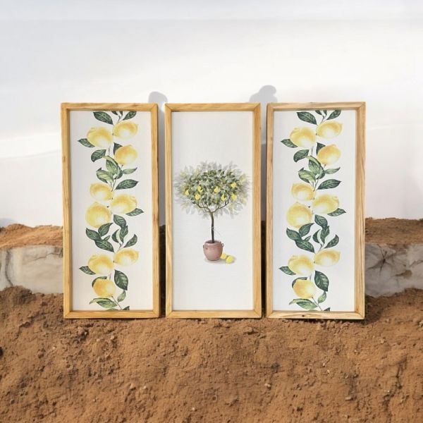Limon Ağacı  Naturel Ahşap Çerçeveli Kanvas Tablo
