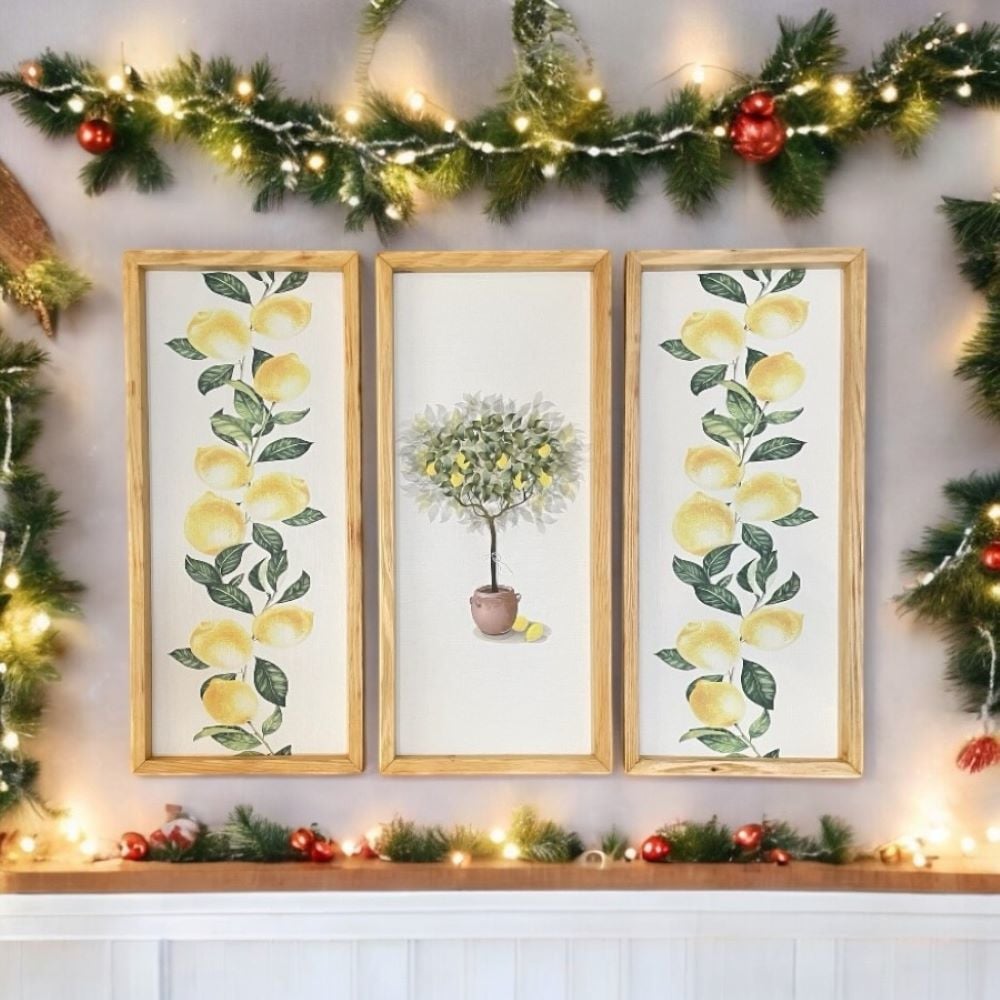 Limon Ağacı  Naturel Ahşap Çerçeveli Kanvas Tablo