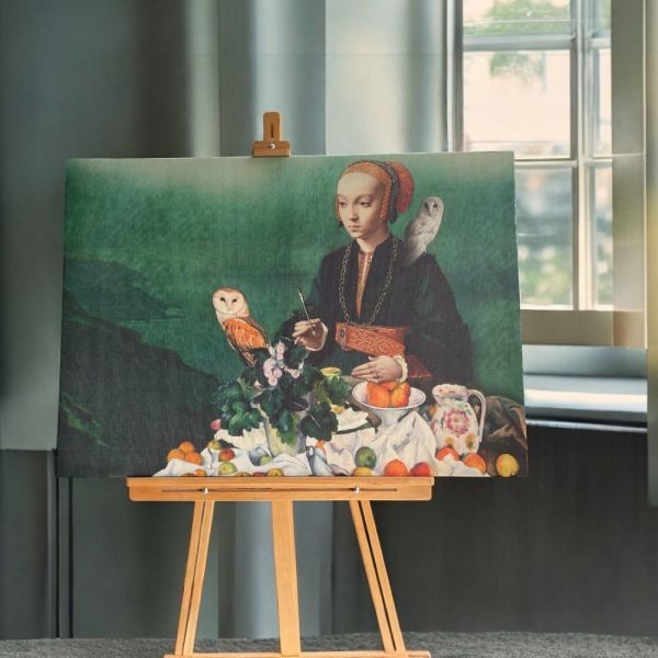 Baykuşlar ve Ressam Sanat Kanvas Tablo