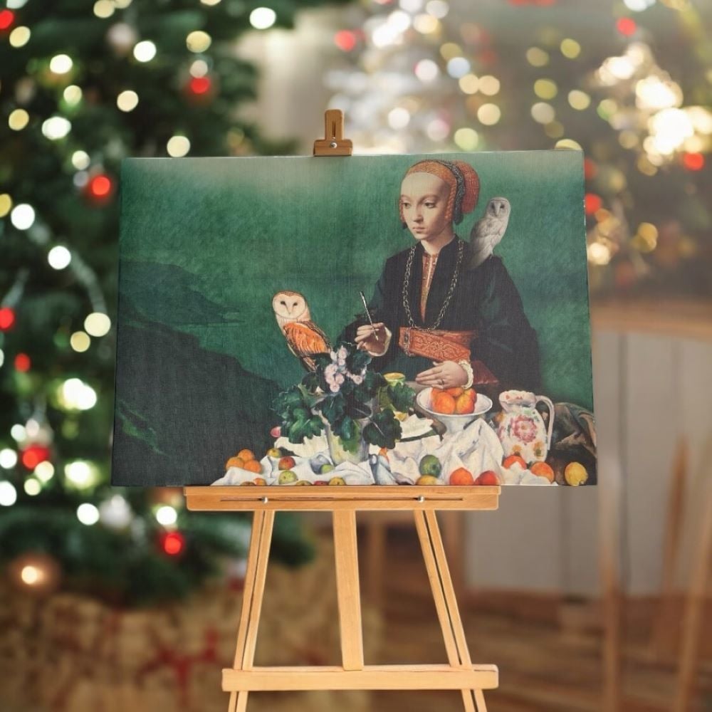 Baykuşlar ve Ressam Sanat Kanvas Tablo