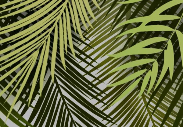 Tasarım Yeşil Yapraklar Geçişli Duvar Kağıdı