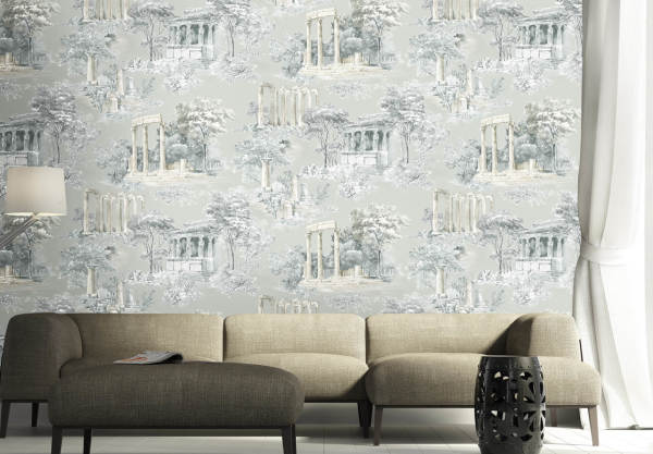 Tarihi Sütunlar Çiçekler İçinde Duvar Kağıdı