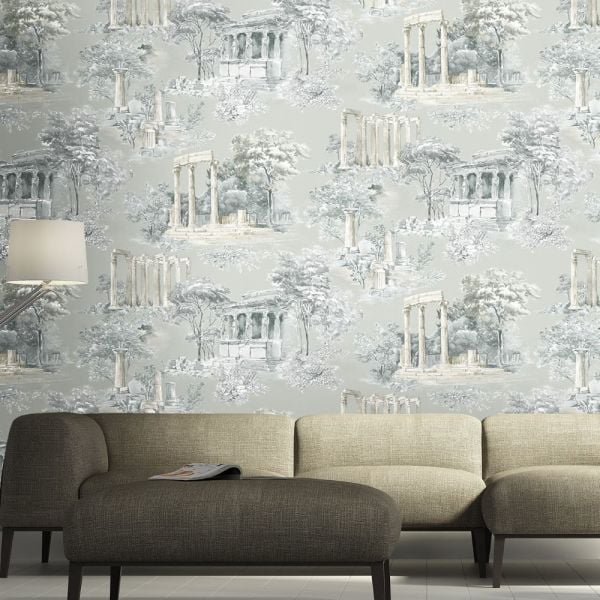 Tarihi Sütunlar Çiçekler İçinde Duvar Kağıdı