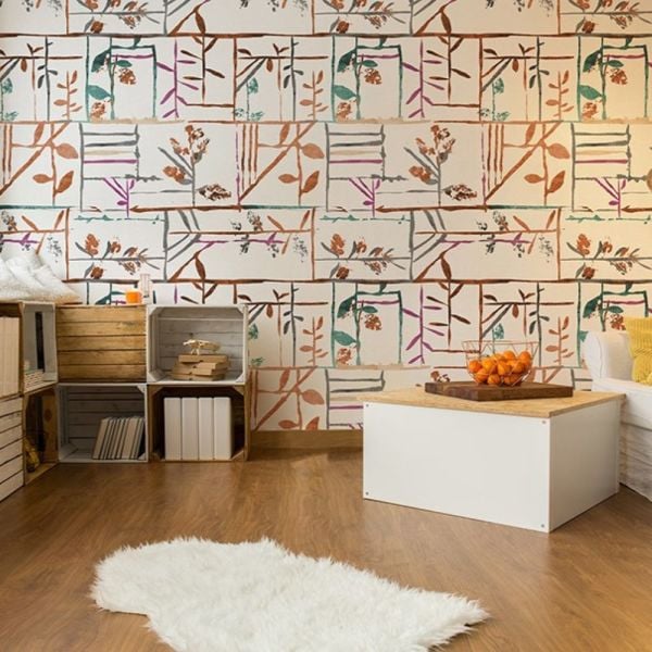 Sulu Boya Çizimler Yapraklar Duvar Kağıdı