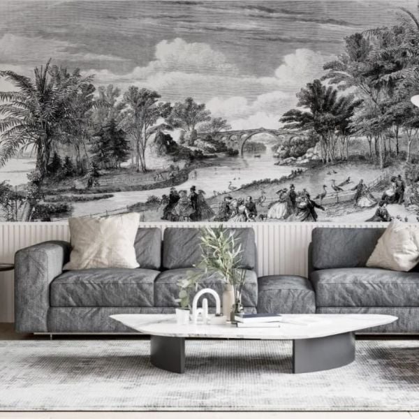 Nehir Kenarında İnsanlar Köprü Duvar Kağıdı