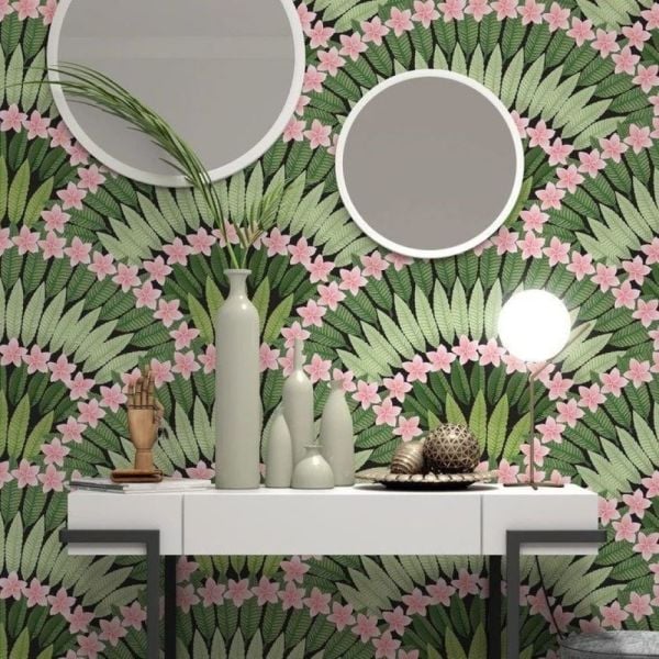 Tropikal Pembe Plumeria Çiçek Yaprakları Çiçek Duvar Kağıdı