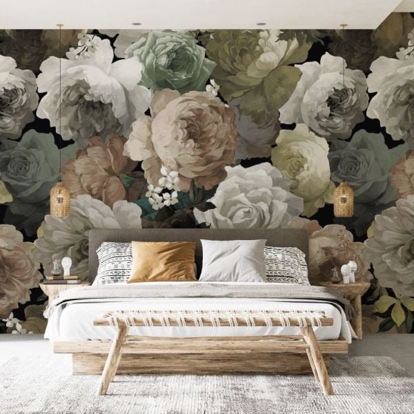 Büyük Soft Renkler Şakayık Çiçekler Duvar Kağıdı