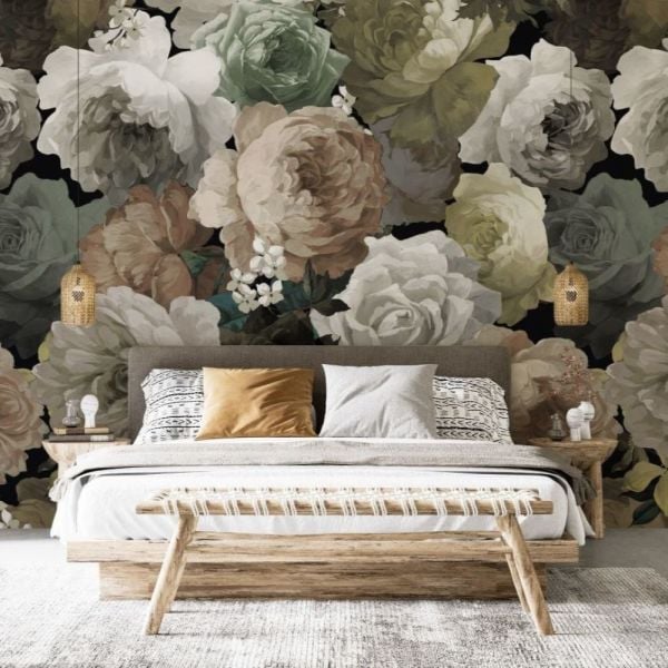 Büyük Soft Renkler Şakayık Çiçekler Duvar Kağıdı