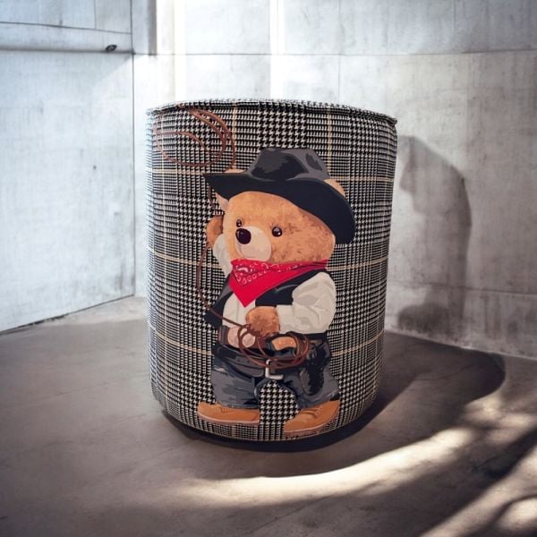 Kovboy Teddy Ekose Kumaşlı Puf