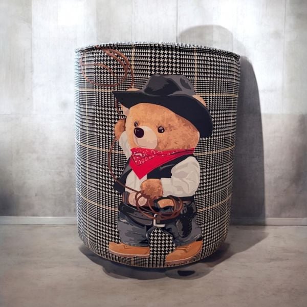 Kovboy Teddy Ekose Kumaşlı Puf