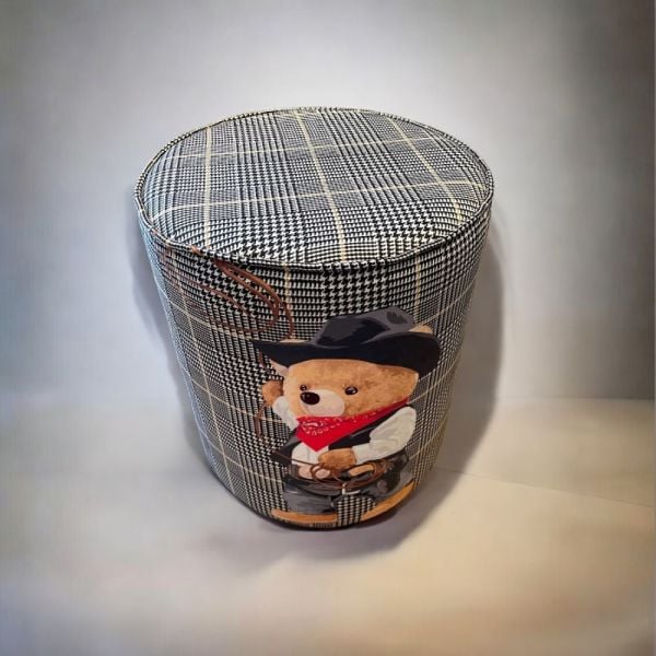Kovboy Teddy Ekose Kumaşlı Puf