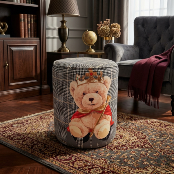 Mr.King Teddy Ekose Kumaşlı Puf