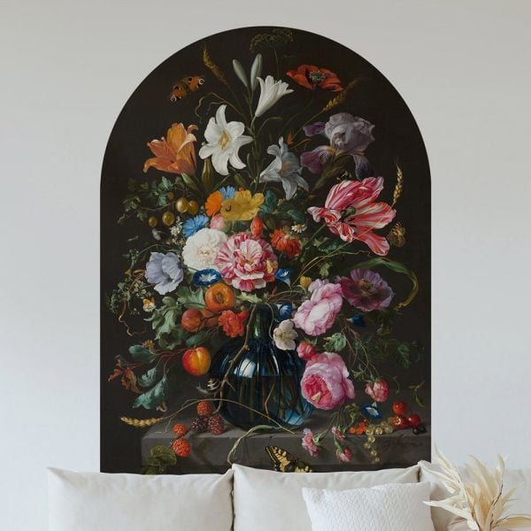 Siyah Fonlu Canlı Renkli Çiçek Desenli Duvar Kağıdı