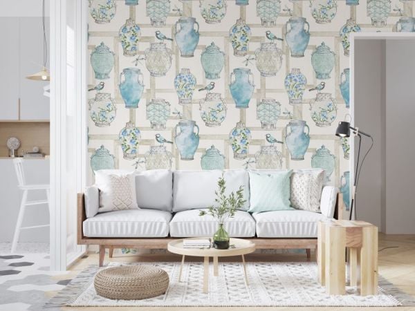 Mavi Küpler Blue Desen Duvar Kağıdı