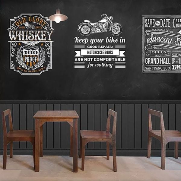 Karatahtada Sticker Çizimler Duvar Kağıdı