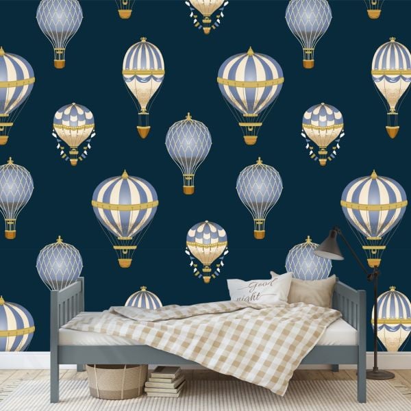 Uçan Hava Balonları Lüks Tasarım Duvar Kağıdı