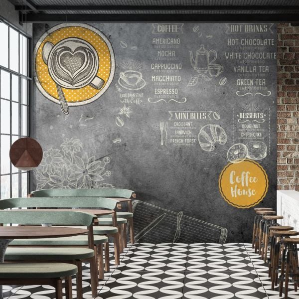 Karatahtada Restoran Cafe Yazılar Duvar Kağıdı