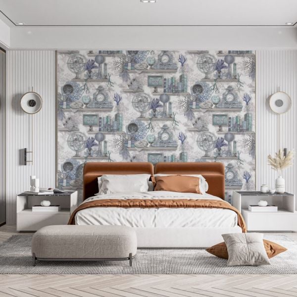 Mavi Duvar Saatler Dünya Biblo Duvar Kağıdı