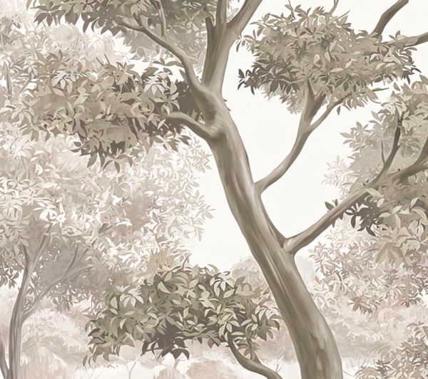 Soft Ağaçlar Sepya Renk Tasarım Duvar Kağıdı