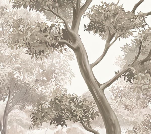 Soft Ağaçlar Sepya Renk Tasarım Duvar Kağıdı