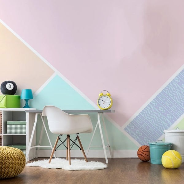 Geometrik Desen Soft Pembe Duvar Kağıdı
