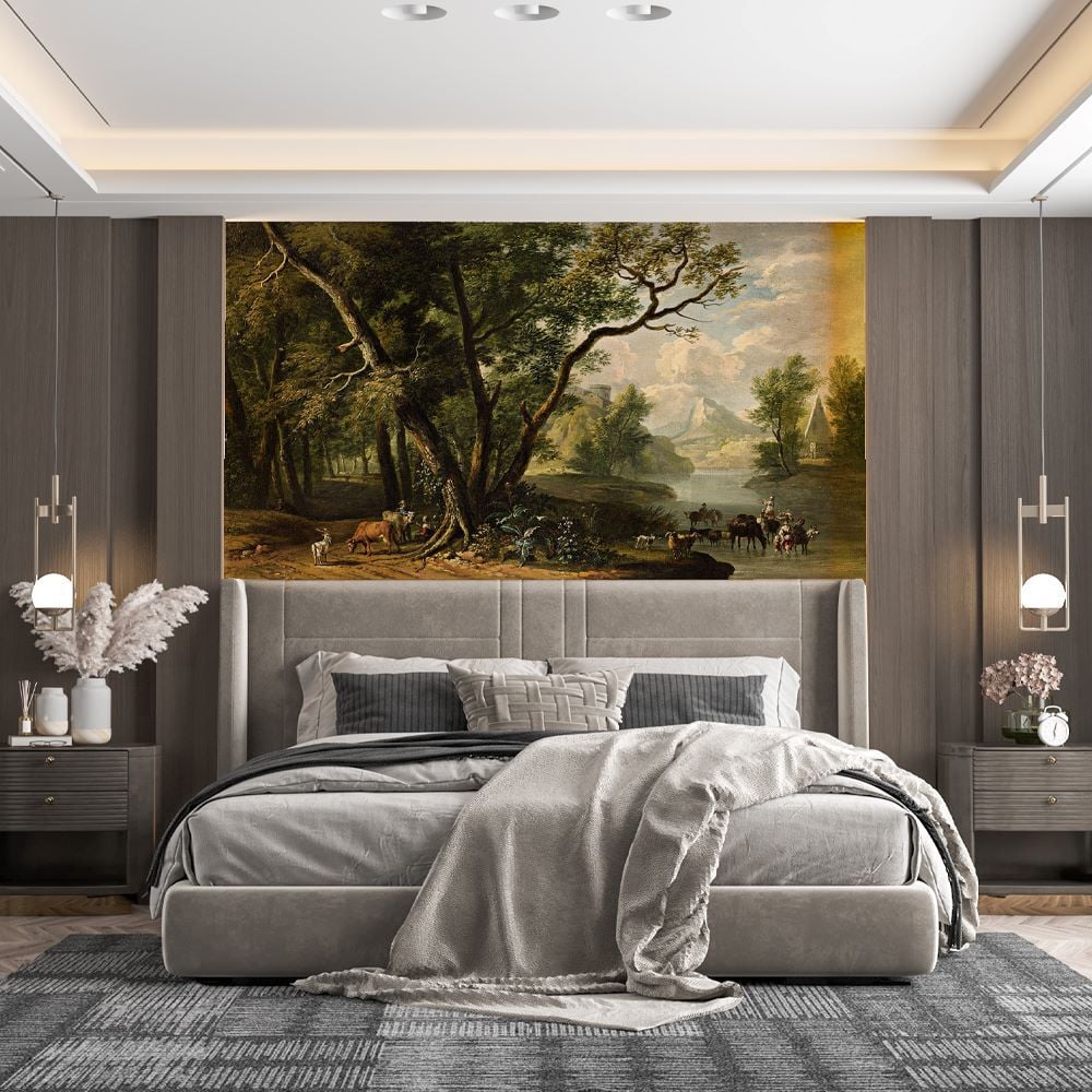 Ormanda Nehir Kenarında Su İçen Hayvanlar Duvar Kağıdı