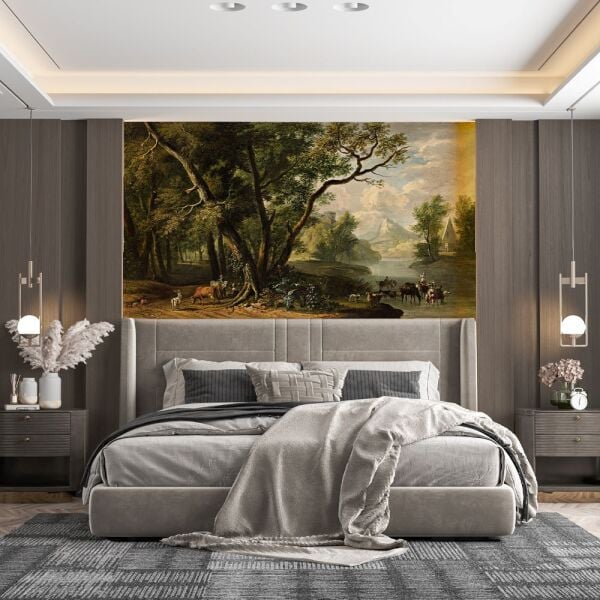 Ormanda Nehir Kenarında Su İçen Hayvanlar Duvar Kağıdı