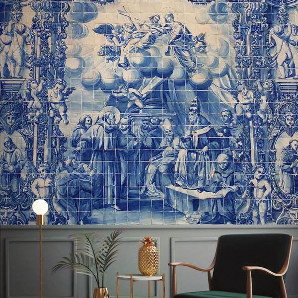 Gökyüzünde Melekler Mavi Mitolojik Duvar Kağıdı