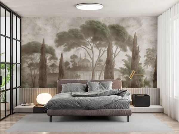 Çam Ağaçları İçinde Kubbeli Bina Duvar Kağıdı