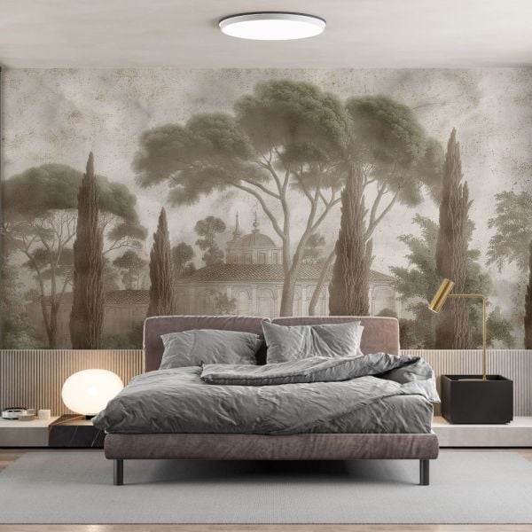 Çam Ağaçları İçinde Kubbeli Bina Duvar Kağıdı