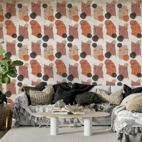 Soyut Suluboya Karakalem Çizim Duvar Kağıdı