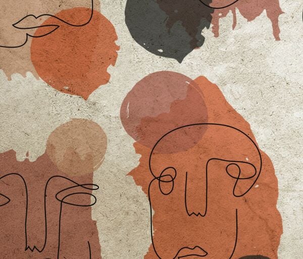 Soyut Suluboya Karakalem Çizim Duvar Kağıdı