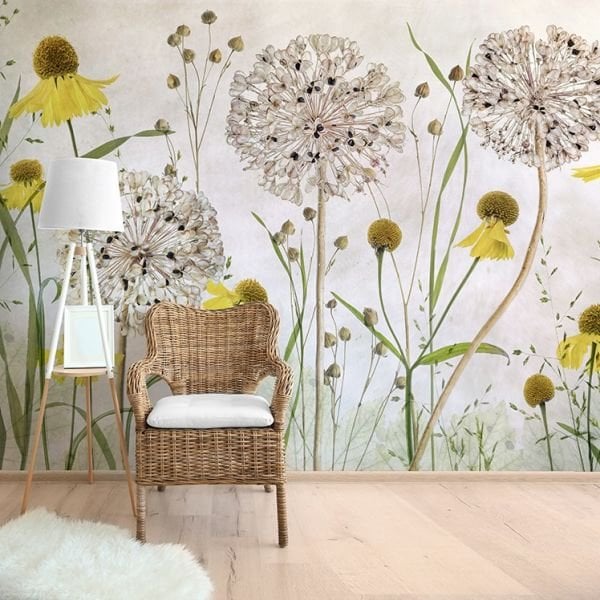 Üfleme Çiçeği Ve Papatyalar Duvar Kağıdı