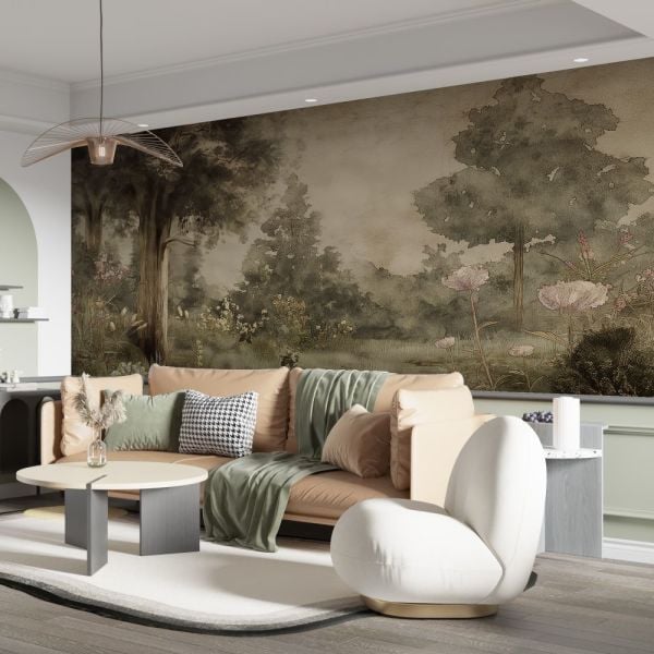 Tropik Çiçekler Ağaçlar Duvar Kağıdı