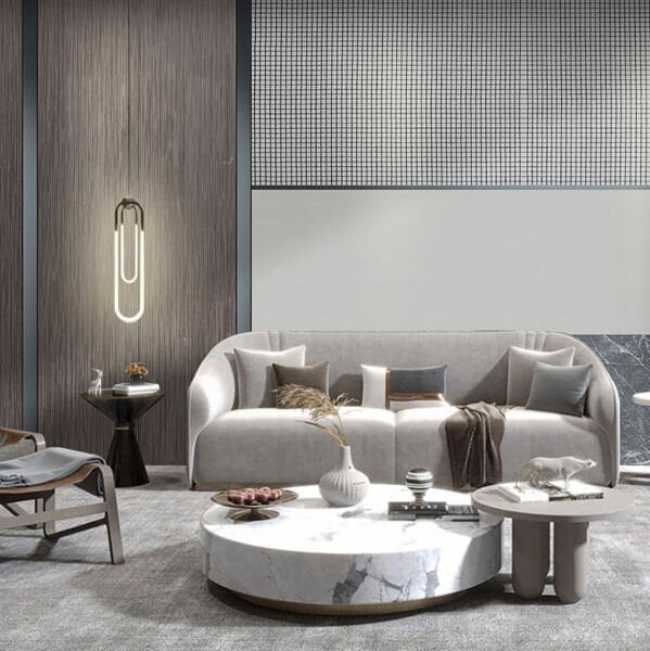 Ahşap Panel Mermer Kareli Desen Duvar Kağıdı