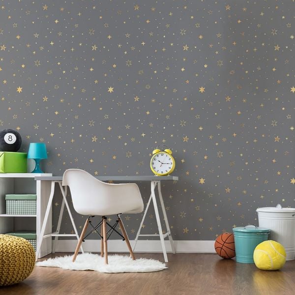 Gökyüzünde Gold Altın Yıldızlar Tasarım Duvar Kağıdı