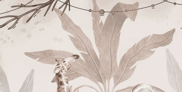 Aslan Ailesi Fil Zürafa Sepya Renk Duvar Kağıdı