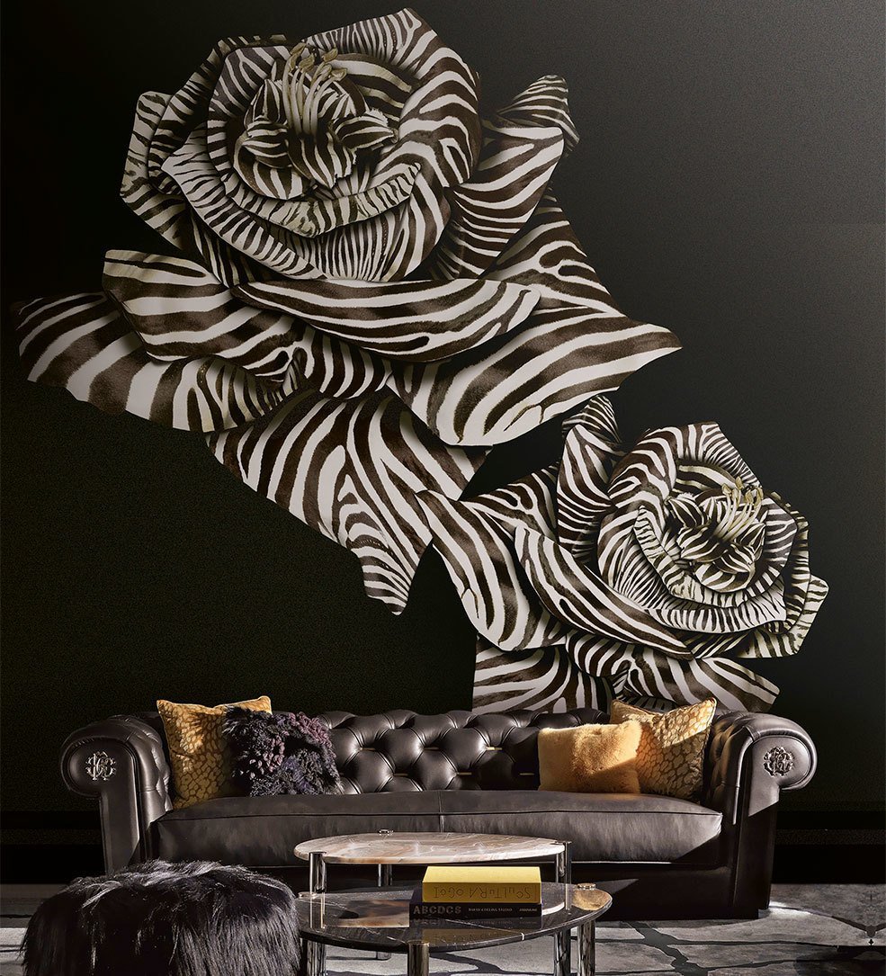 Roberto Cavalli 8 Nolu Koleksiyon Panel Kağıt Zebra Rose