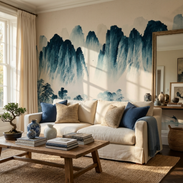 Mavi Bonzai Ağaçları Duvar Kağıdı