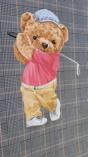 Şapkalı Minik Golfçü Teddy Pano Kumaş