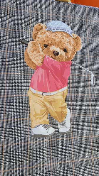Şapkalı Minik Golfçü Teddy Pano Kumaş