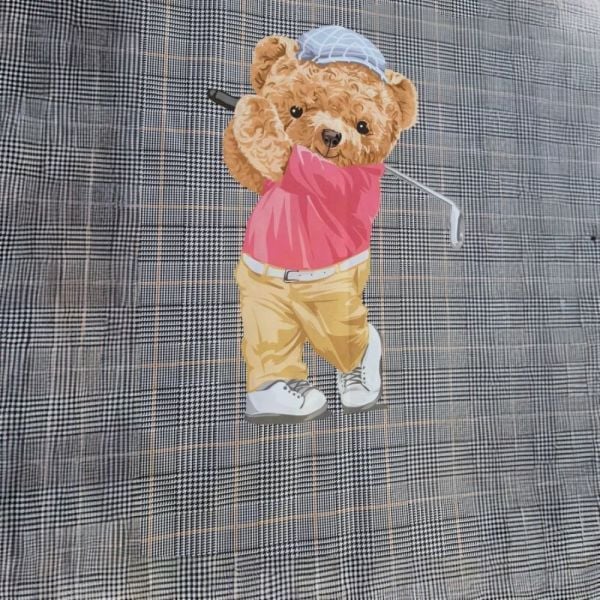 Şapkalı Minik Golfçü Teddy Pano Kumaş