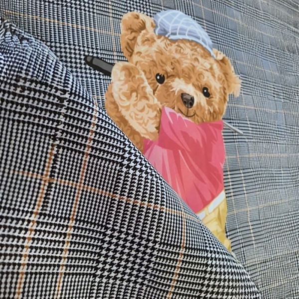 Şapkalı Minik Golfçü Teddy Pano Kumaş