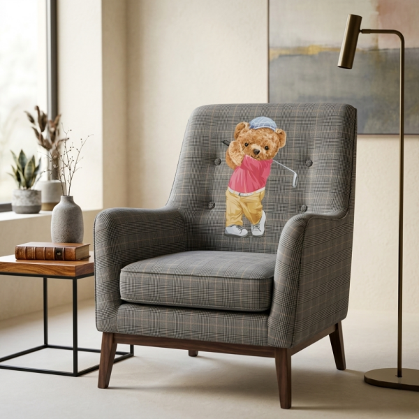 Şapkalı Minik Golfçü Teddy Pano Kumaş