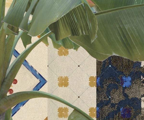 Muz Ağaçları İçinde Karo Desenler Tasarım Duvar Kağıdı