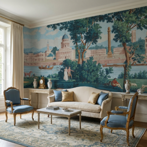 Saray Nehir Orman Manzaralı Duvar Kağıdı